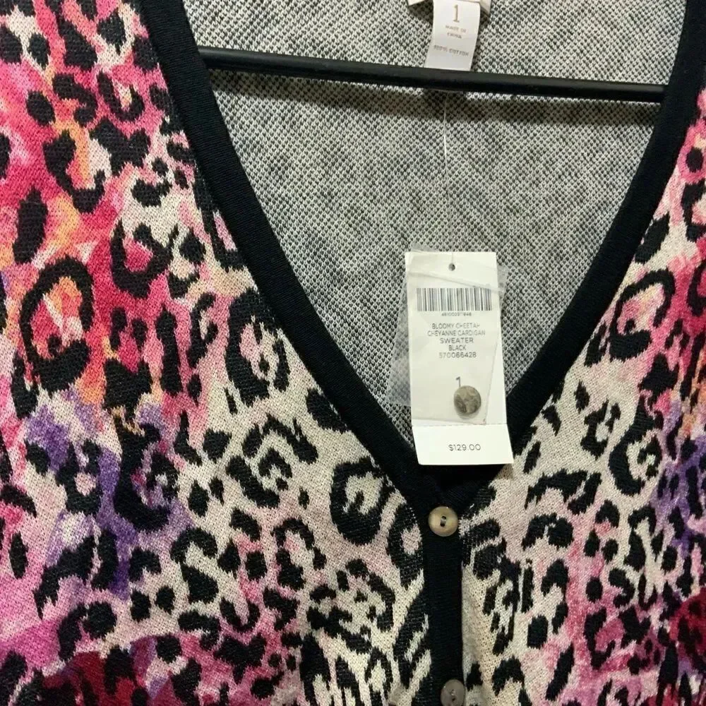 Chico's Chitah Blossom Cardigan Sweater. Size 1